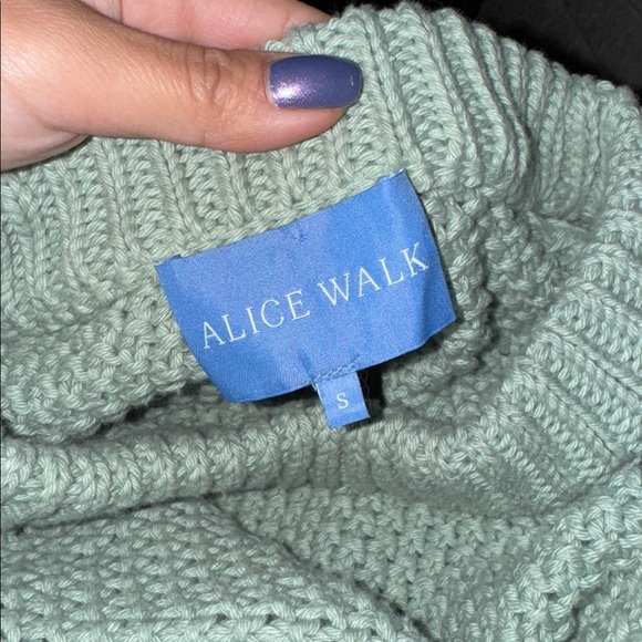 Alice Walk The Fisherman Crewneck 100% Cotton sweater size Small - sage green - Picture 11 of 11